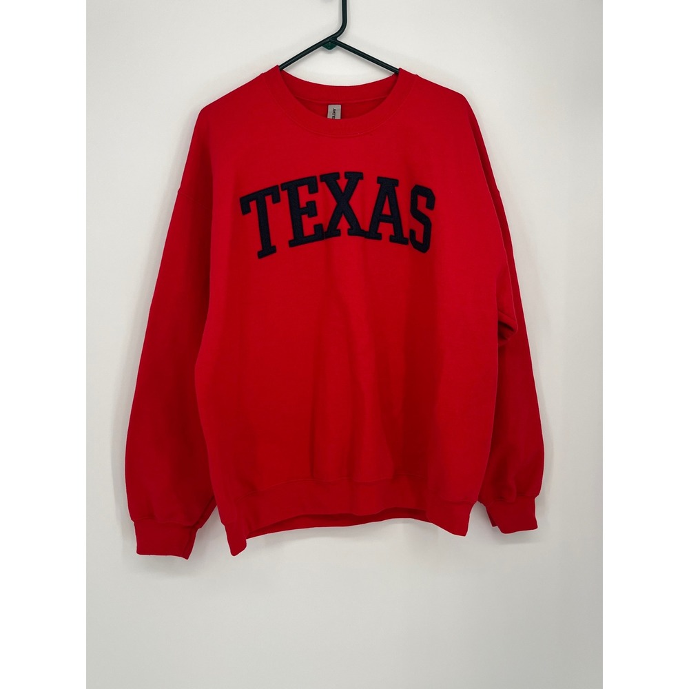 Gildan Heavy Blend Texas Crewneck Appliqué Sweatshirt Unisex XL Red  Collegiate
